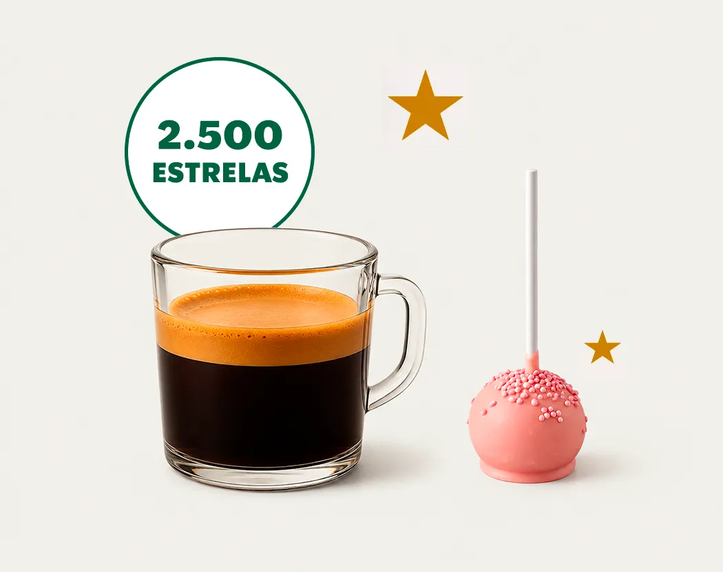 Recompensas para 2500 estrelas: um café americano e um cake pop.