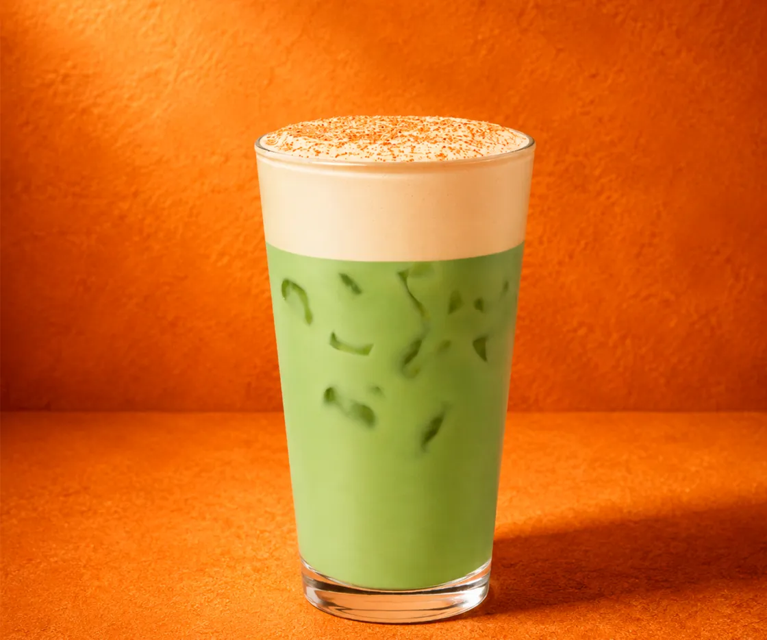 Iced pumpkin spice matcha latte
